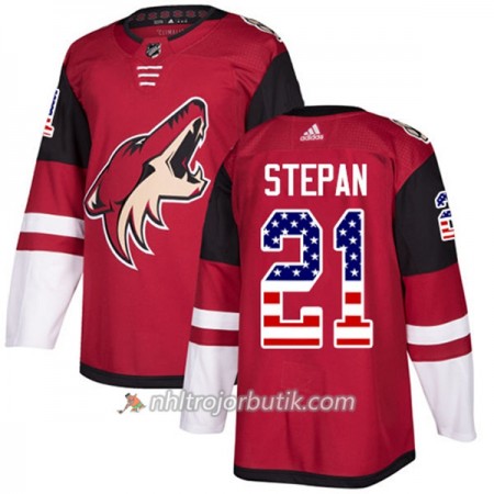 Män Ishockey Arizona Coyotes Tröja Derek Stepan 21 Adidas 2017-2018 Röd USA Flag Fashion Authentic